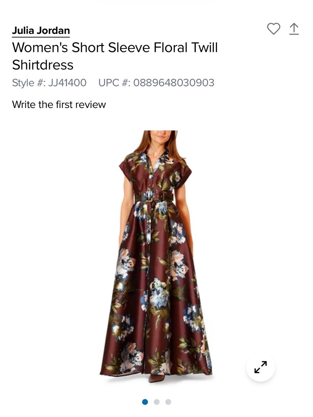 julia jordan Burgundy Floral Short-Sleeve Shirtdress